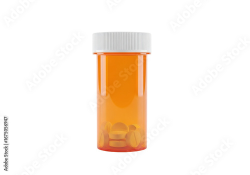 Transparent Orange Prescription Bottle Containing Pills and Capsules for Medication