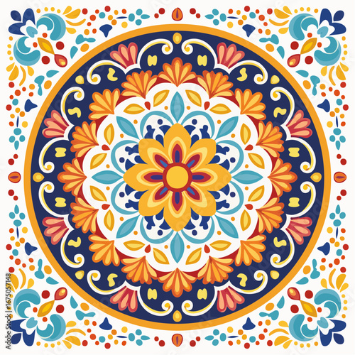 Colorful Decorative Round Tile Pattern