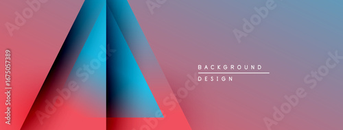 Abstract gradient shapes create dynamic visual. Red, blue, purple hues blend smoothly. Minimalist design with text overlay.