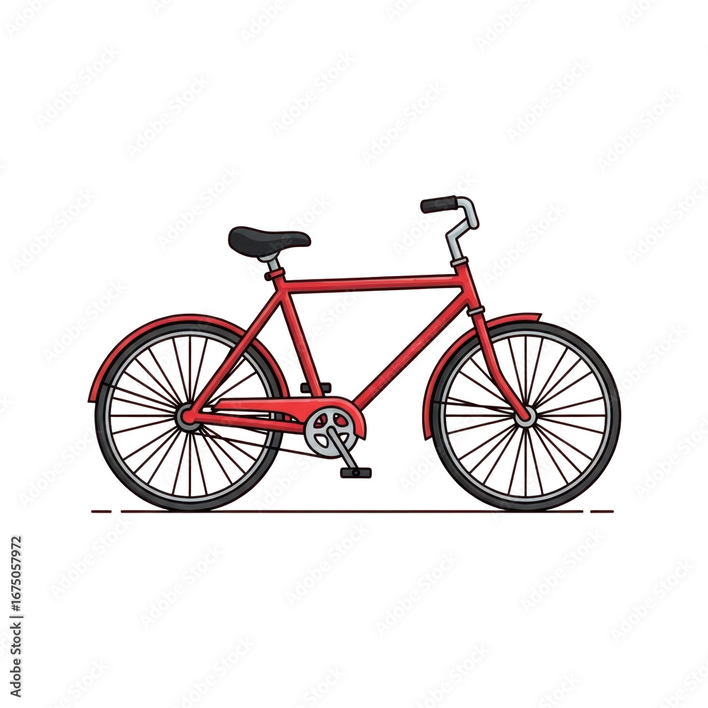 Obraz premium Red Bicycle Displaying Classic Design with Simple Frame and Modern Features on Transparent Background