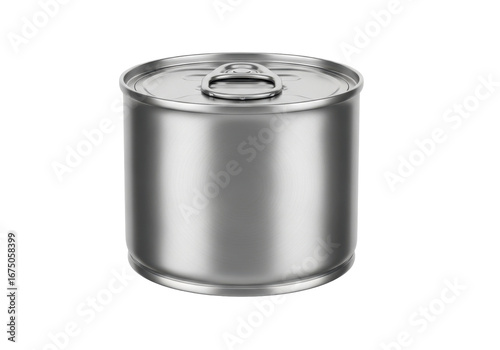 Metallic Round Canister with Lid on Transparent Background