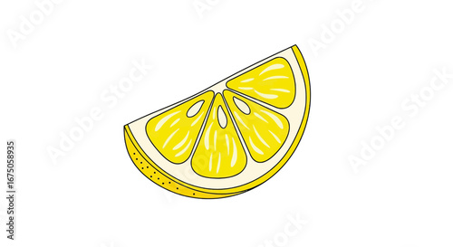 Cartoon Illustration of a Bright Yellow Lemon Slice
