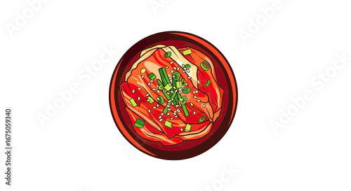 Vibrant Korean Kimchi Dish with Green Onions and Sesame Seeds