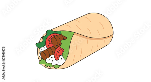 Deliciously Wrapped Gyro with Fresh Ingredients and Savory Meat