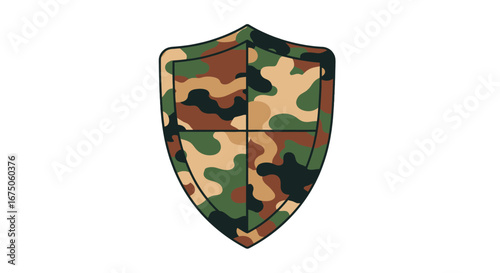 Camouflage Shield with Brown Outline and Four Sections Design