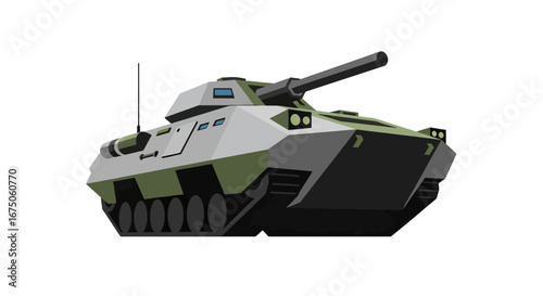 Modern Armored Fighting Vehicle with Turret and Tracks