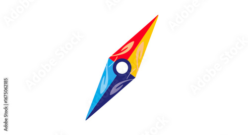 Colorful Abstract Compass Rose with Swirling Flame Motifs