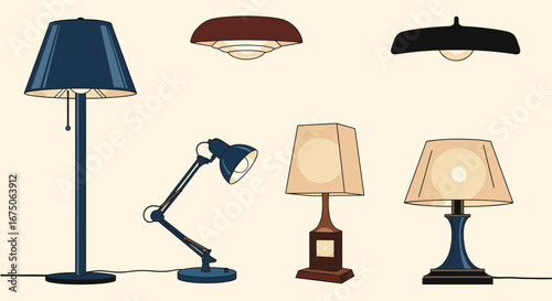 Collection of decorative and functional lamps for home and office lighting solutions