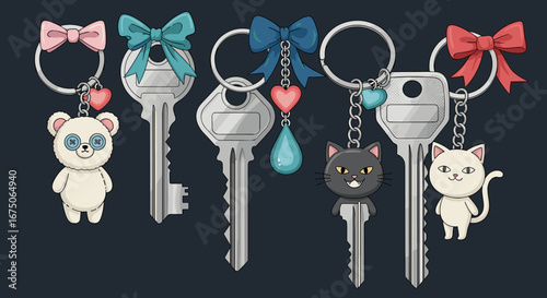 Charming collection of whimsical animal keychains featuring cute characters and decorative charms for your keys