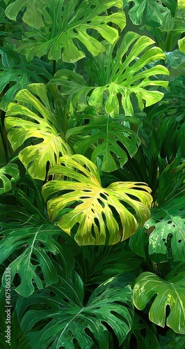 Lush, vibrant tropical leaves