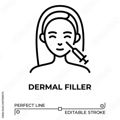 Vector line icon related to dermal filler. Perfect Line. Editable Stroke.