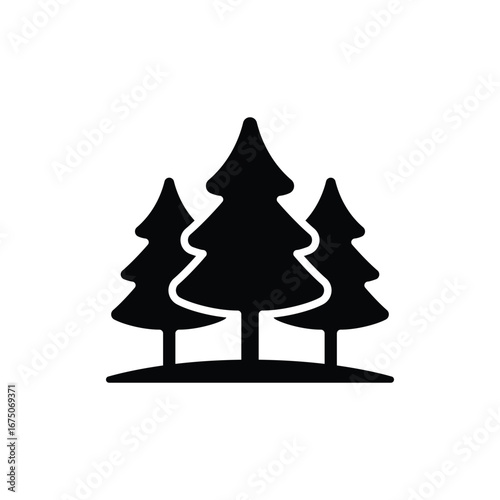 Growing trees icon. Simple solid style. Wild forests, park cultivation, nature area protection, landscape, garden, reforestation concept. Silhouette, glyph symbol. Vector isolated design
