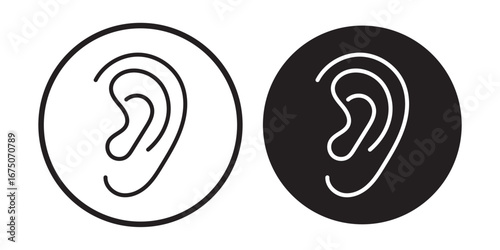 Simple Black Line Drawing of an Ear with Sound Waves graphic representation ear radiating