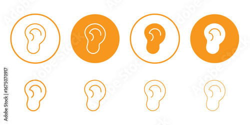 Listening icons vector pack in black and blue colors