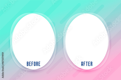 before and after oval frame gradient background