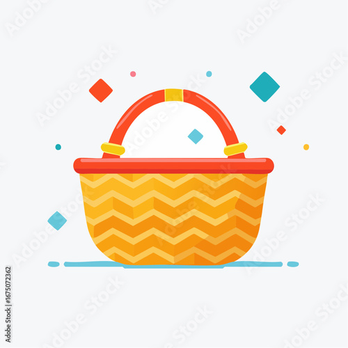 Colorful Wicker Basket Illustration