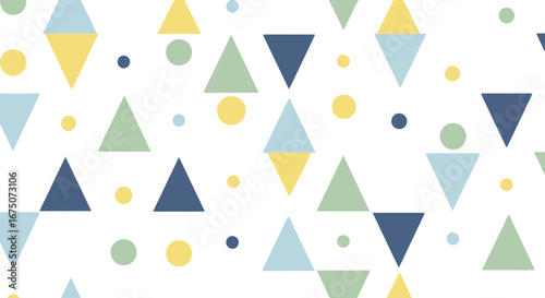 Geometric Pastel Pattern Design Featuring Triangles, Diamonds, and Circles for Fabric, Wallpaper, and Digital Backgrounds