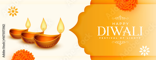 traditional shubh diwali wishes banner in papercut style