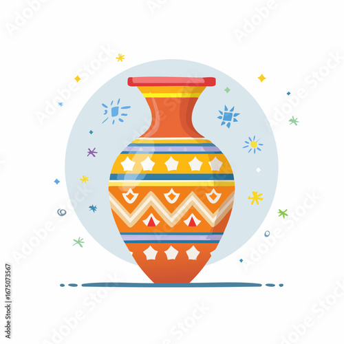Ornamental Decorative Vase With Colorful Pattern