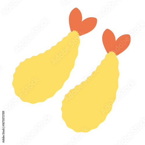 エビフライのベクターイラスト：お弁当・揚げ物 - Fried Shrimp Vector Illustration: Lunch Box and Fried Food