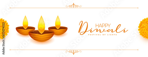 happy diwali festive wallpaper with floral and diya