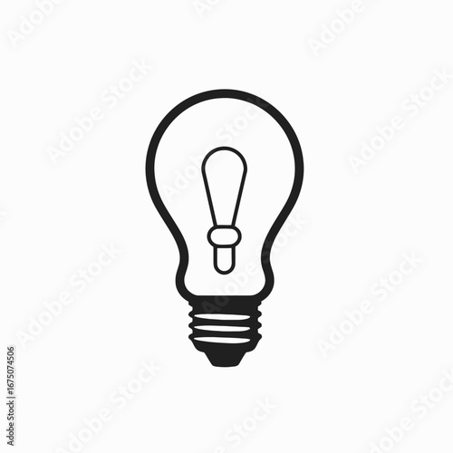 Striking light bulb illustration highlighting idea and innovation with simplistic monochrome silhouette