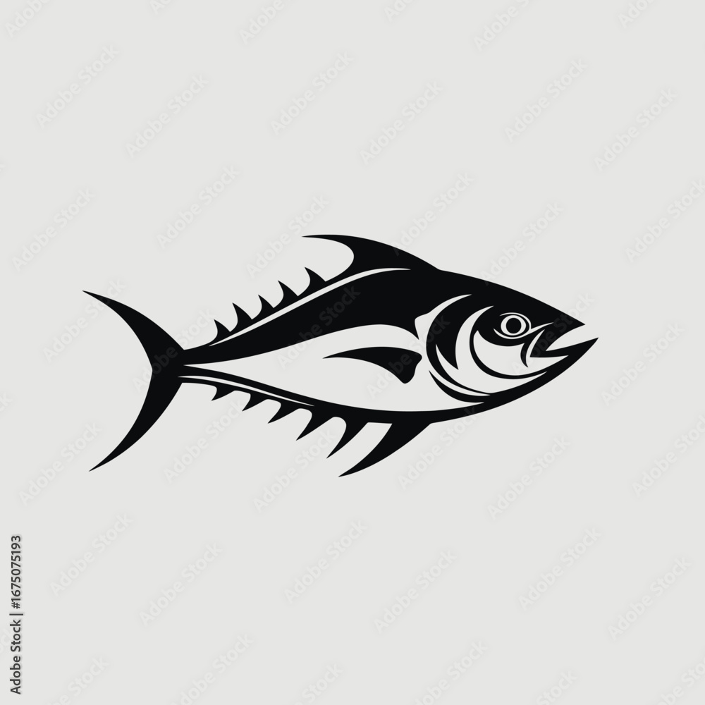 Fototapeta premium Powerful tuna fish illustration shows strength and resilience in stunning black silhouette