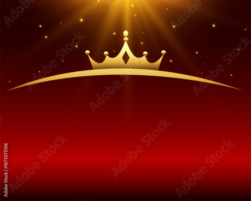 royal golden crown background with light effect and text space