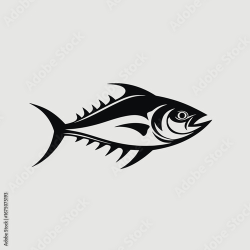 Powerful tuna fish illustration shows strength and resilience in stunning black silhouette