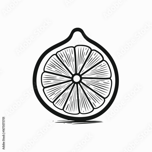 Minimalist citrus fruit halved graphic design for culinary concepts silhouette