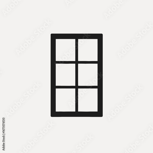 Modern six pane window graphic design element minimalist flat silhouette