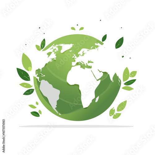Minimalistischer grüner Globus als Vektorillustration auf weißem Hintergrund.