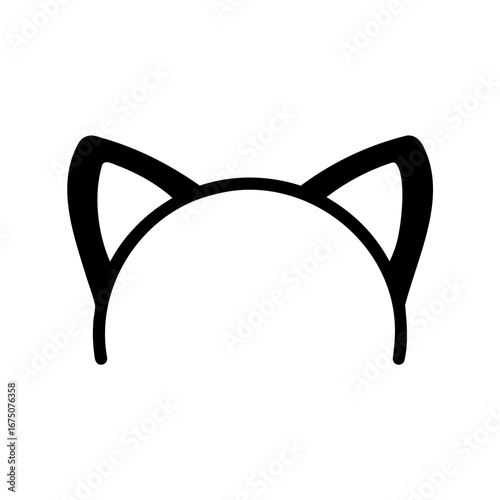 Black Silhouette Image of a Cat Ear Headband for Cosplay and Decoration