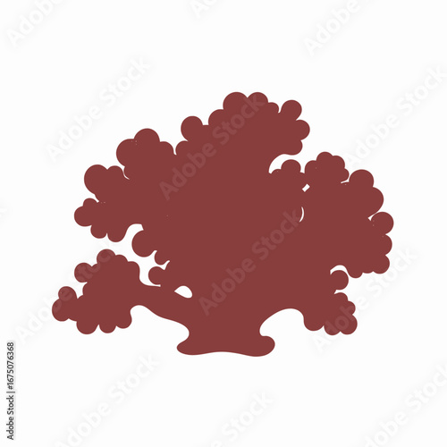 Single, elegant coral reef structure against bright white background silhouette