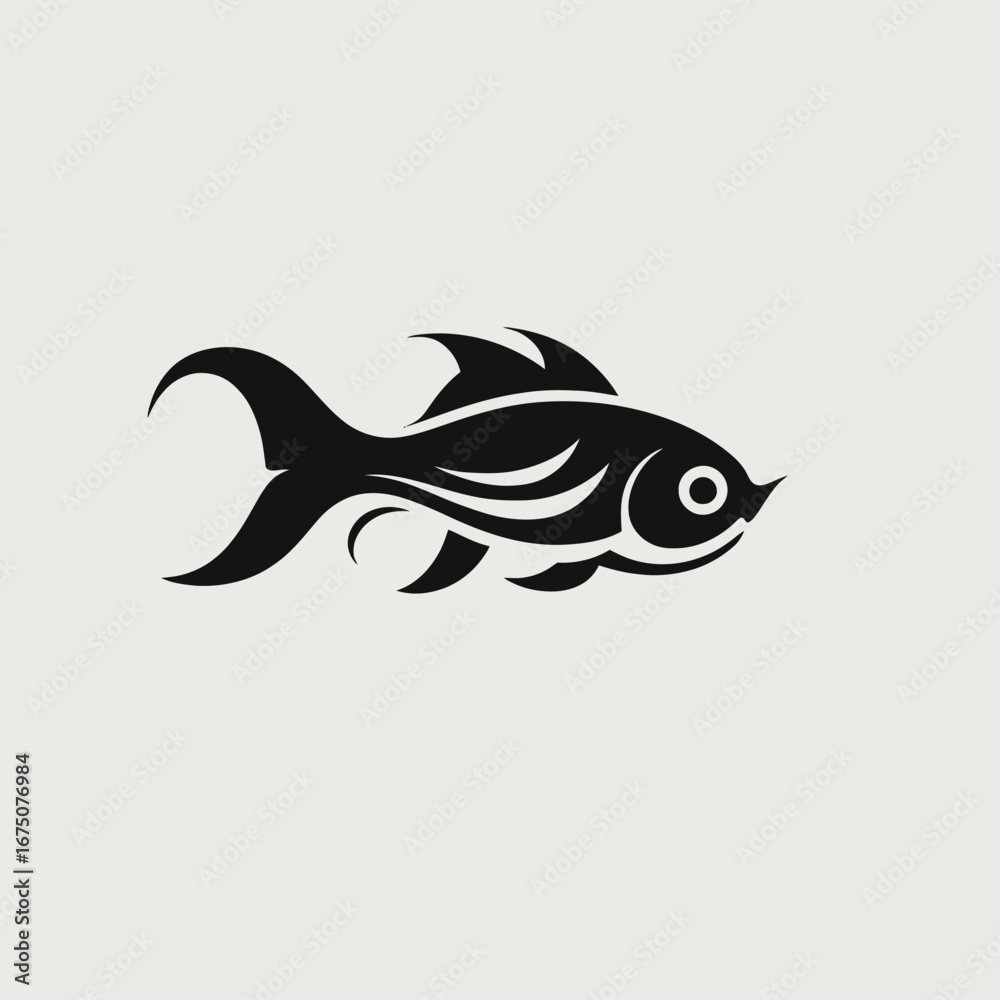 Obraz premium Elegant aquatic symbol, a black and white fish abstract graphic silhouette