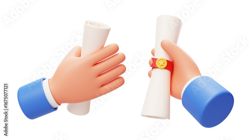 Manuscript Contract Achievement Academic Scroll 3D