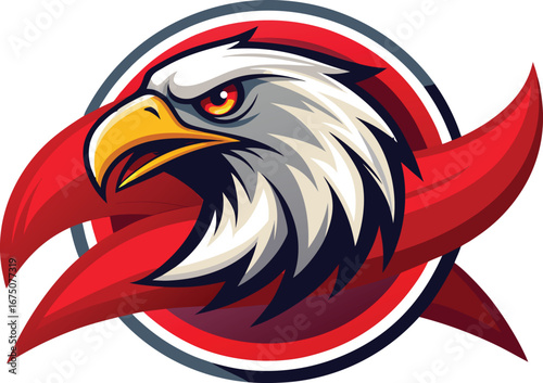 Dynamic eagle head logo with bold lines and vibrant colors for powerful branding and sports teams