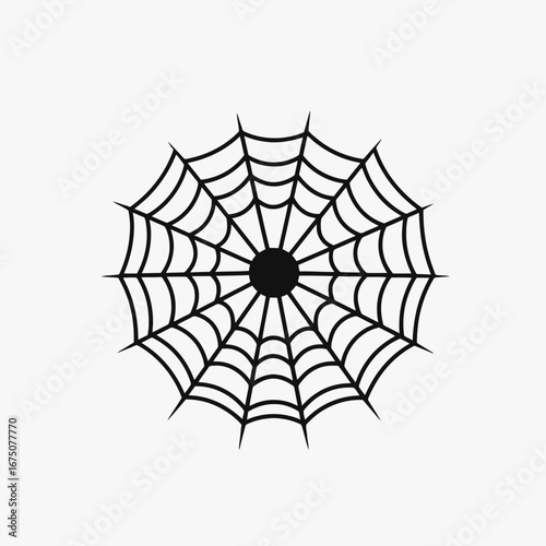 Spooky spiderweb design in minimalist black and white Halloween web silhouette