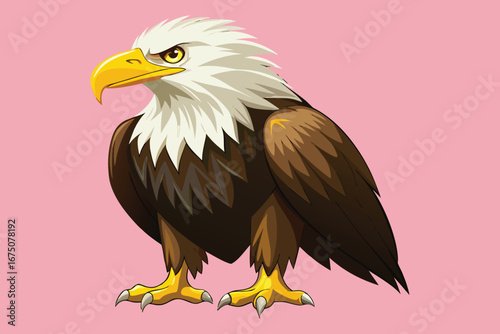 Majestic bald eagle stands alert, exuding power and freedom with its iconic gaze and sharp talons.