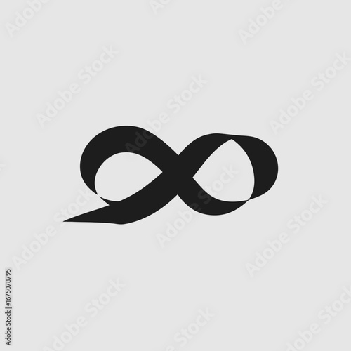 Simple infinity loop representation, a stylized continuous flow, black abstract silhouette