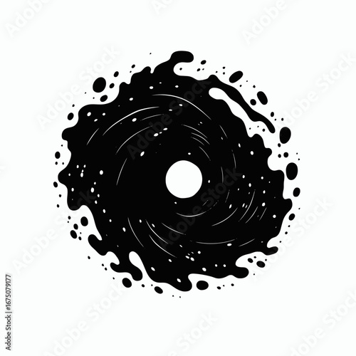 Abstract vortex of black and white chaos, a graphical dynamic silhouette