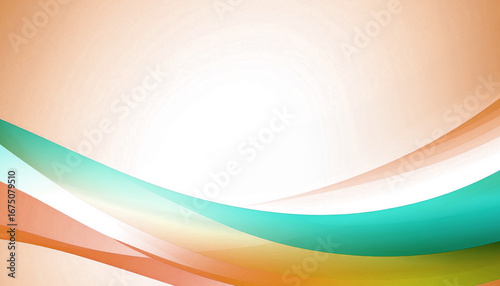 Vibrant abstract background design with flowing orange and turquoise waves creating a sense of dynamic motion