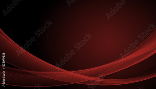 Modern abstract wallpaper with elegant translucent red waves sweeping across a dark, dramatic black gradient