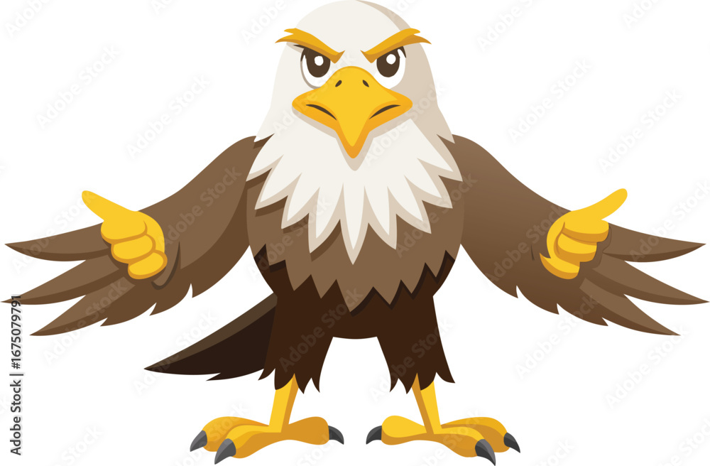 Fototapeta premium Confident eagle mascot pointing with determined expression, ready for action
