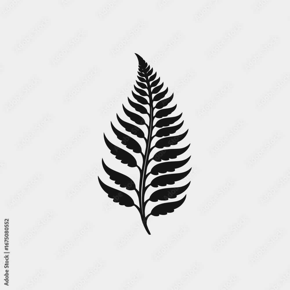 Fototapeta premium Striking fern frond art, minimalist botanical design, clean and clear leaf silhouette