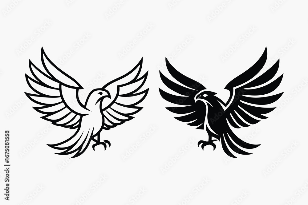 Fototapeta premium Majestic eagle soaring with powerful wings spread wide, a symbol of freedom and strength.