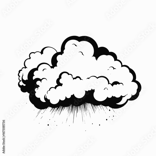 Dramatic cartoon explosion with dynamic smoke and cloud shaped silhouette