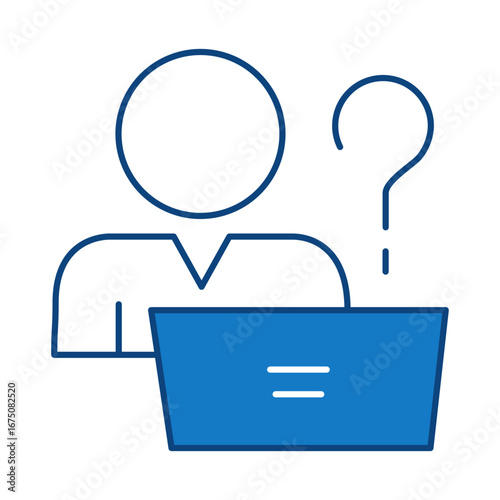 Question Blue Line Icon. Question Mark, Thinking, Asking, Answer, Help Editable Stroke Vector Illustration