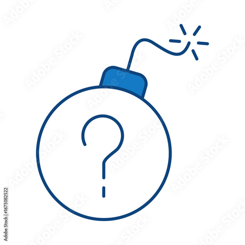 Question Blue Line Icon. Question Mark, Thinking, Asking, Answer, Help Editable Stroke Vector Illustration