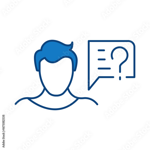 Question Blue Line Icon. Question Mark, Thinking, Asking, Answer, Help Editable Stroke Vector Illustration